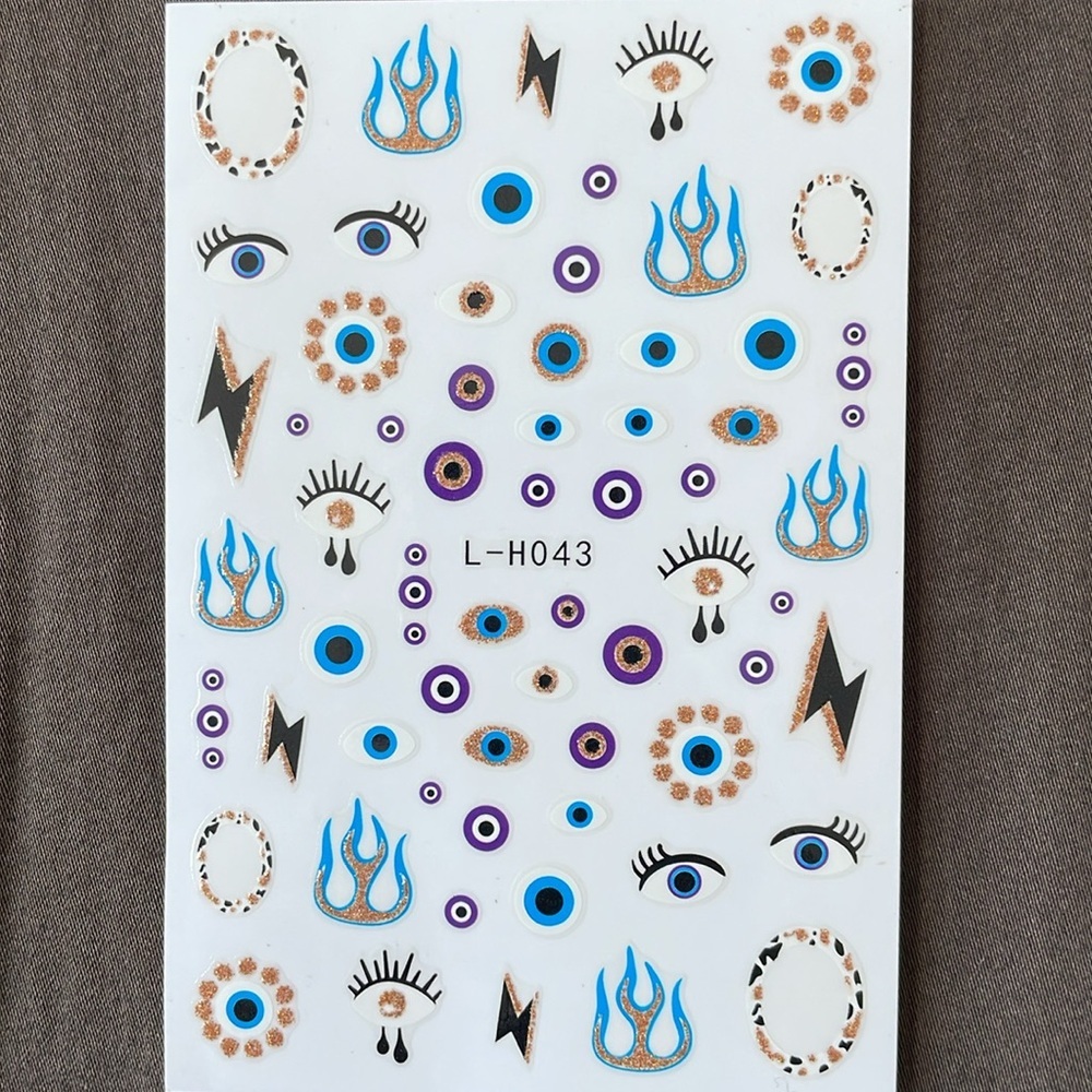 Brand New 5 Pack Nail Art Stickers - Evil Eye, Mushrooms etc. - Picture 3 of 6